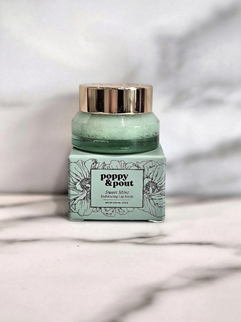 Poppy & Pout Sweet Mint Exfoliating Lip Scrub .75oz - NEW IN BOX